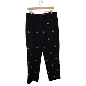 Vintage Northern Isles Christmas Snow Flake Black Pants Womens Size 14